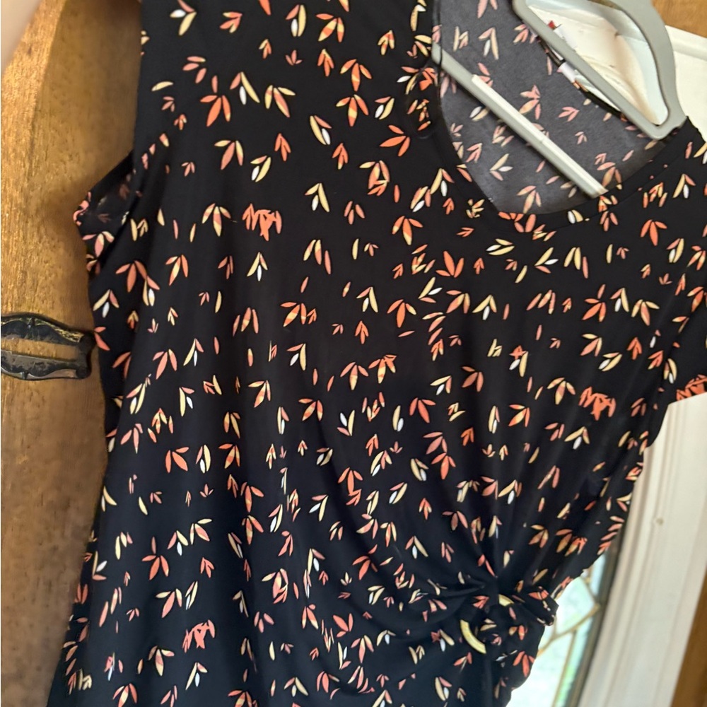 Liz Claiborne Black Dress with Orange and Pink Floral Pattern